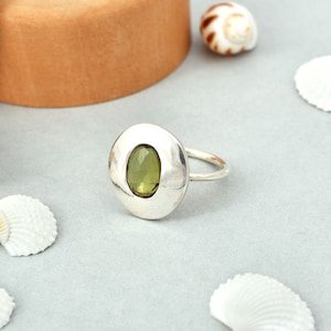 Green Tourmaline Ring ,Rose cut Multi-Tourmaline Ring, Natural Tourmaline 925 Sterling Silver Ring , Gift Ring, Designer Tourmaline Ring