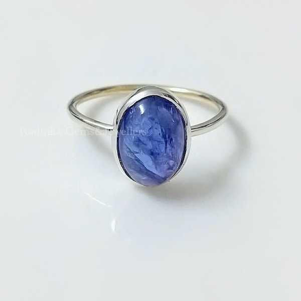 Natural Tanzanite Ring, 925 Sterling Silver Ring, Available in all Sizes, AA Tanzanite Ring, Gift For Her,  December Birthstone-Promise Ring