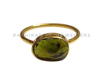 Green Tourmaline Ring, Green Tourmaline Ring Stackable Ring, Handmade 925 Sterling Silver Band Ring, Available in all Colors, Best Gift Ring