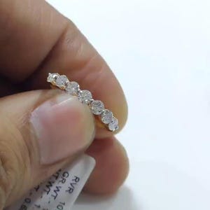 18K Solid Gold Diamond Half Eternity Ring, 0.65 CTW Natural Diamond Band, Dainty Stacking Wedding Ring, Diamond Band, Anniversary Gift Her