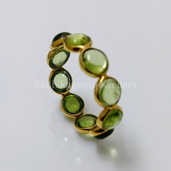 Peridot Eternity Ring: Handmade Sterling Silver Infinity Band, 925 Sterling Silver Ring, Gift Ring