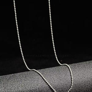 925 Silver Chain, Ball Bead Necklaces, 925 Sterling Silver Solid Chain, Choker Chain Necklaces, Chain for Pendant, Dog Tag Necklace, Gift