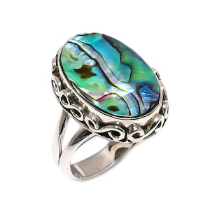 Abalone Shell Ring, 925 Sterling Silver Abalone Minimalist Ring, Multi Color Abalone Shell Ring, Bohemian Abalone Ring, Shell Ring,Gift Ring