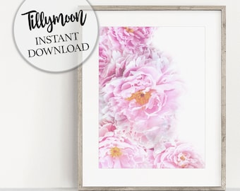Peony Print, Peony Wall Art Flower Print, Peonies Print, Pink Botanical Printable Digital Instant Download
