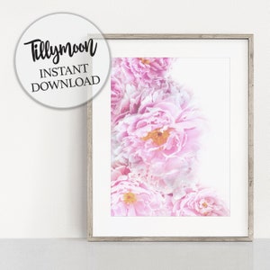Peony Print, Peony Wall Art Flower Print, Peonies Print, Pink Botanical Printable Digital Instant Download