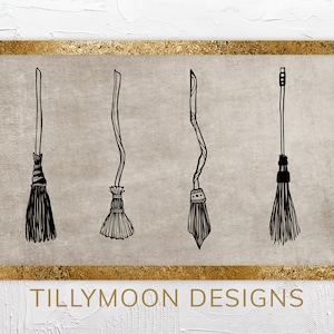 Samsung Frame TV Art Halloween Witch&#39;s Broomstick Broom Collection,  Grungy Halloween Art, Spooky Art Samsung Frame TV