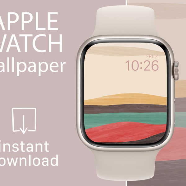 Apple Watch Wallpaper Modern Abstract | Midcentury Modern Painting Wallpaper Retro Colors for Smart Watch Home Screen