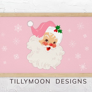 Santa Samsung Frame TV Art for Christmas Pink Vintage Santa Retro 4k TV Art  for the Frame TV, Elegant Linen Finish