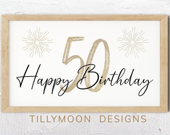 50th Birthday Art Samsung Frame TV Art Birthday 50 Years Old | Happy Birthday Frame TV Modern Birthday Art for The Frame TV