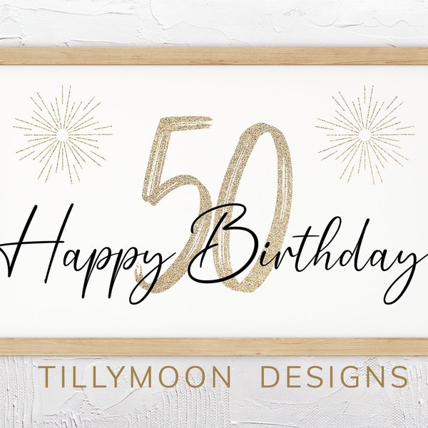 50th Birthday Art Samsung Frame TV Art Birthday 50 Years Old | Happy Birthday Frame TV Modern Birthday Art for The Frame TV