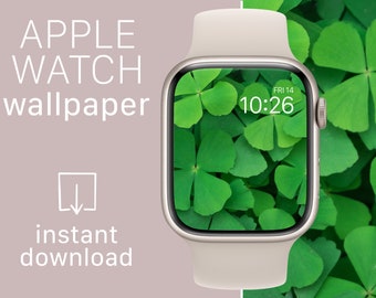 St Patricks Day Apple Watch Wallpaper | Lucky Green Shamrocks | Applewatch iWatch Screensaver Four Leaf Clover St Paddys Day Art