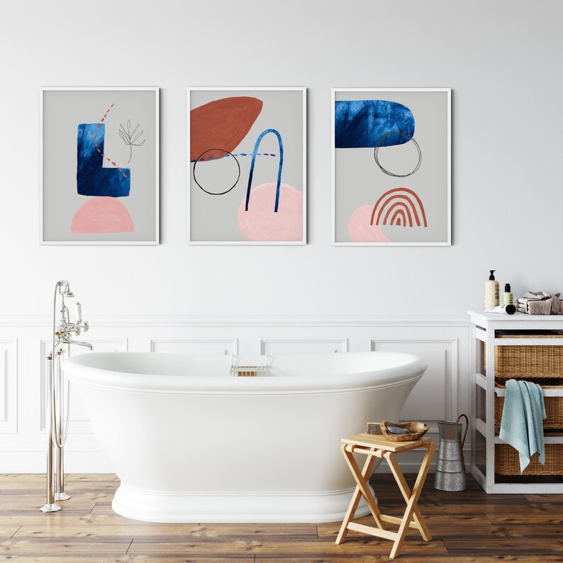 Living Room Wall Art Sets Printable Set of 3 Abstract Art | Etsy