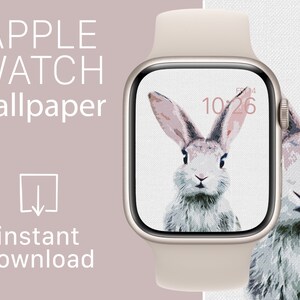 Easter Apple Watch Wallpaper | Apple Watch Easter Bunny Watch Face | Watercolor Rabbit and Hand Sketch