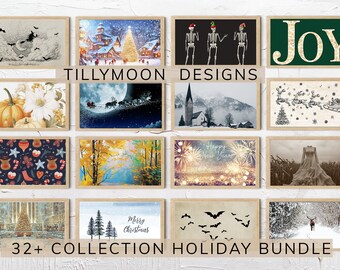 Samsung Frame TV Art Set for the Holidays | Christmas Frame TV Art | Halloween, Thanksgiving New Years Artwork | Holiday Frame Art