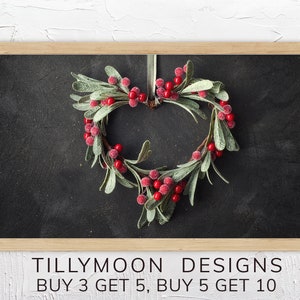 Samsung Frame TV Art Christmas Art for the Frame TV, Mistletoe Heart 4K for Samsung Frame, Digital TV Art