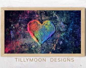 The Frame TV Art Rainbow Heart Valentines Day Pride Heart Chalk Texture LGBTIQA+ Frame TV Art Love Heart