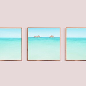 3 peaces square posters Lanikai Print,Digital Download, Living room Wall Art, Beach Decor, Modern Beach Print, Contemporary Beach Art