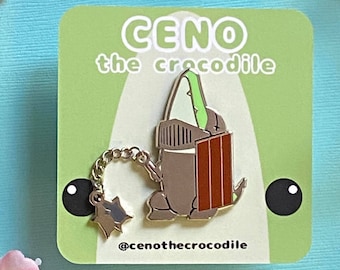Ceno the Crocodile Enamel Pin – D&D Fighter with Flail Charm