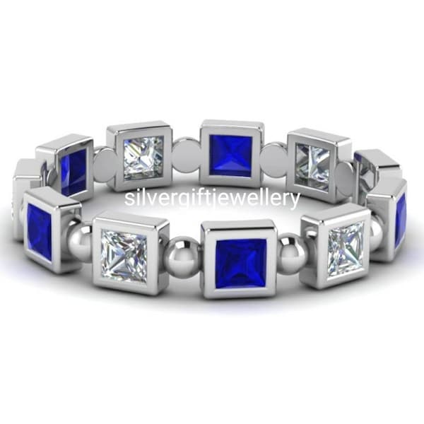 Silver925 Cocktail blue and white Diamond Engagement Wedding Promise Ring | Comic Book ring