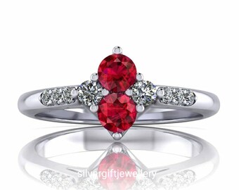 Anel de Prata Rubi Feito à Mão - Aliança Personalizada