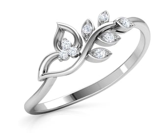 Celebrity Silver925 Classic Leaves Ring Inspired Wedding Ring - Wedding Band in Sterling Silver
