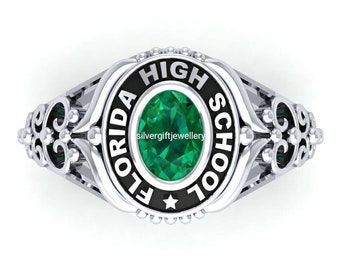 Customizable Sterling Silver 925 Graduation Ring: Class Ring Gift