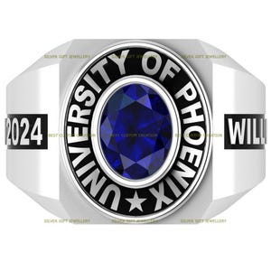 Personalized Best Stone Class Ring - Custom Engraved Graduation Keepsake Ring in Solid Sterling Silver925