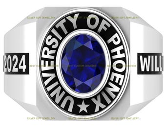 Personalized Sterling Silver Class Ring: Engraved Graduation Keepsake