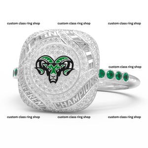Moissanite class ring, Custom Champion Ring – Personalized Sports Team Ring, Engraved Victory Ring, Custom League or MVP Ring, Football Ring