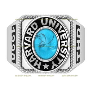 Silver925 Class Ring Fully Customizable for High School of Any Year 2024 2025 2026 Senior Junior Personalized Gift