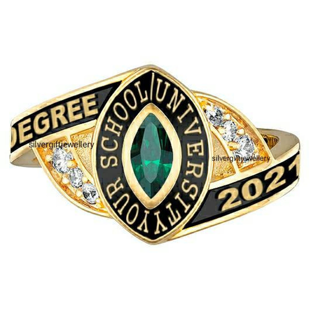 Gold Color Class Rings for Woman Class Ring Custom Silver925
