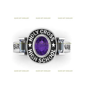 Elegant Custom Class Ring | Personalized Graduation Ring | Unique School Jewelry | Handcrafted and Engraved Silver925 Ring