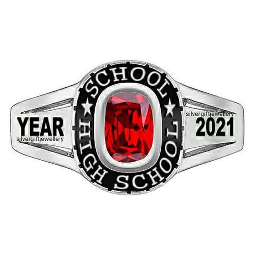 Cushion Cut Custom Silver925 High School Class Ring Etsy