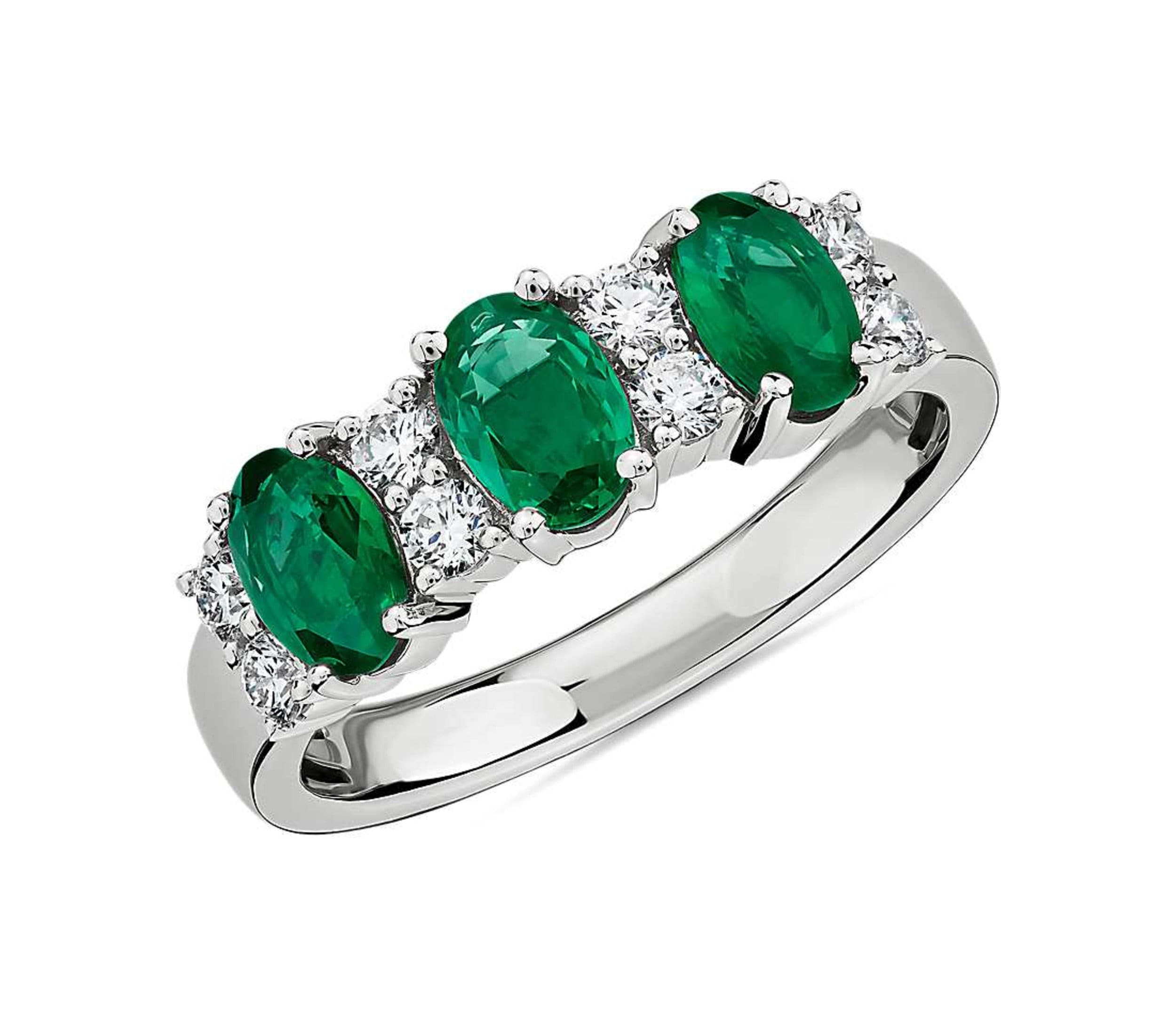 Celebrity Silver Sapphireemerald and Diamond Three-stone Ring - Etsy