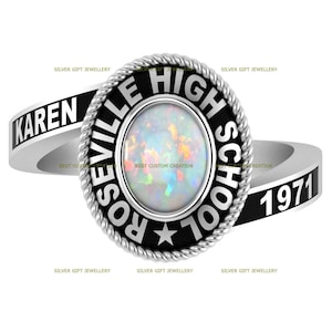 Silver925 Opal Class Ring - Personalized Graduation Ring, Graduation gift for her