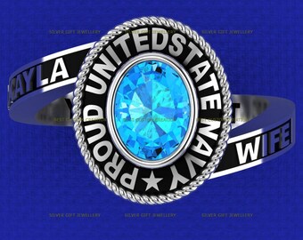 Silver925 Custom Military Ring Graduation Gift, Personalized