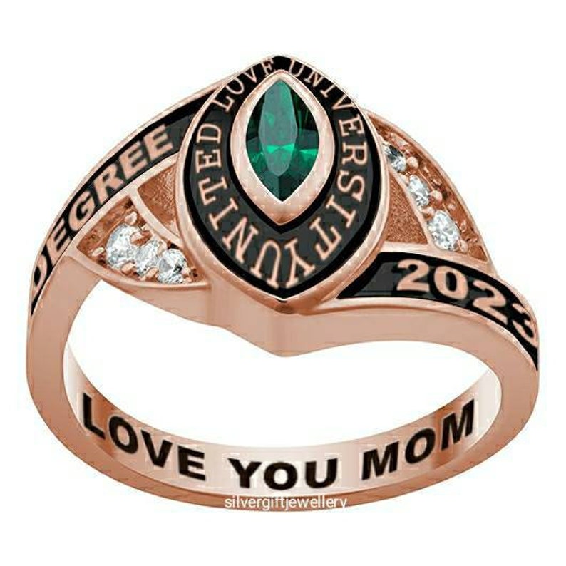 Rosegold Color Class Ring Custom Graduation Ring Graduation Etsy