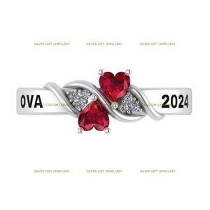 Timeless Heart-Shaped Scholar Ring | Elegance in Hearts Diamond Class Ring Sterling Silver 925