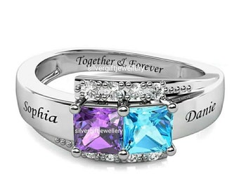 Custom Silver925 Gemstone Class Ring, Graduation Gift