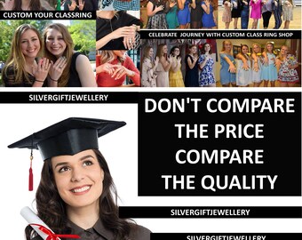 Silver925 Personalized Class Ring Custom Graduation Jewelry