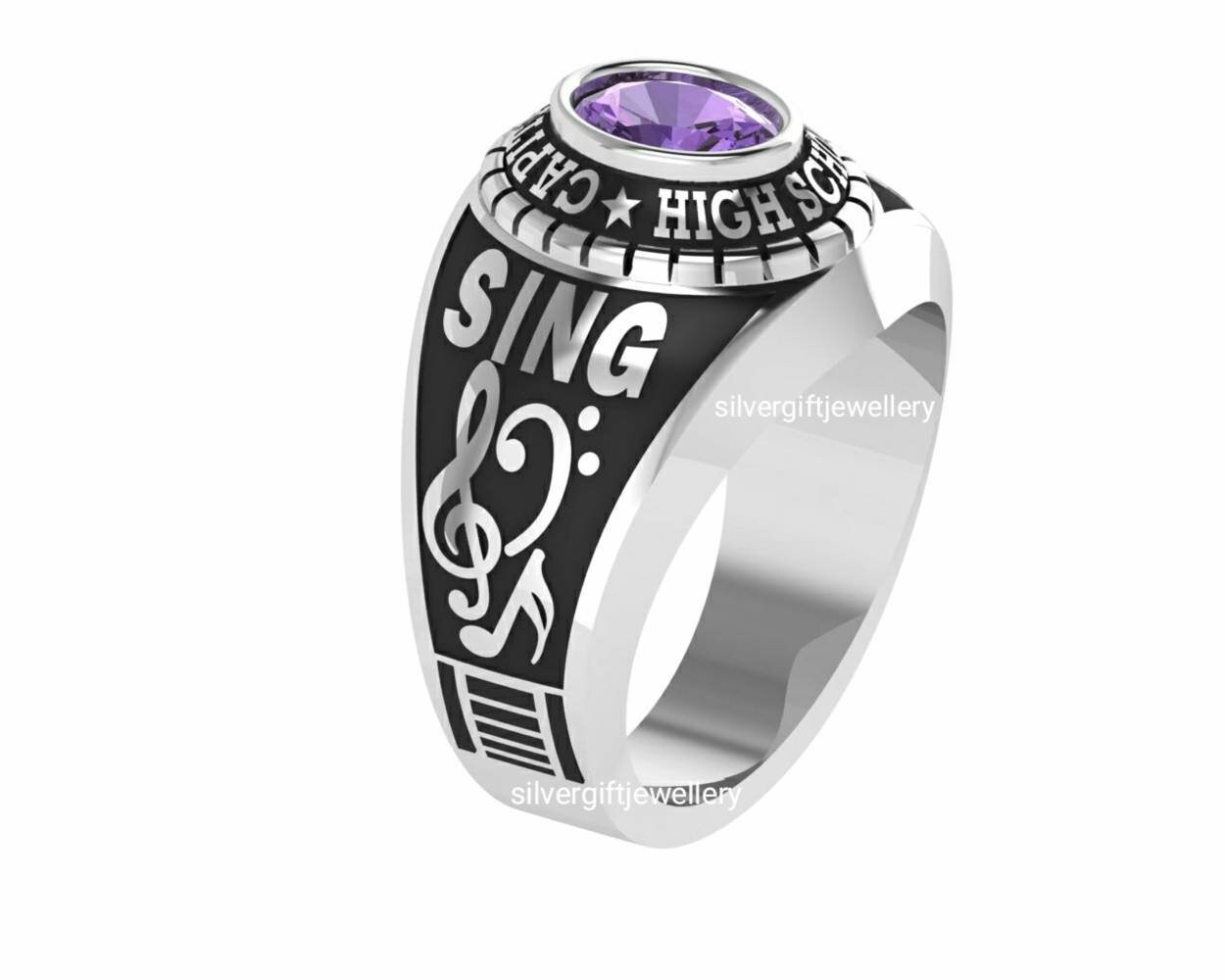 Custom Silver925 High School Traditional Class Ring