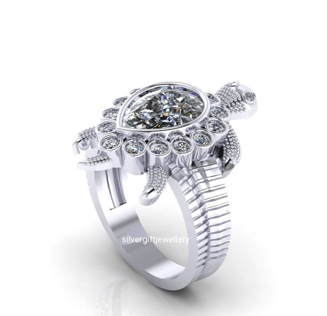 Buy Genuine Emerald & Champagne Diamond Silver Tortoise Ring, 925 Silver  Diamond Emerald Tortoise Ring, Oxidized Ring, Diamond Tortoise Ring Online  in India - Etsy