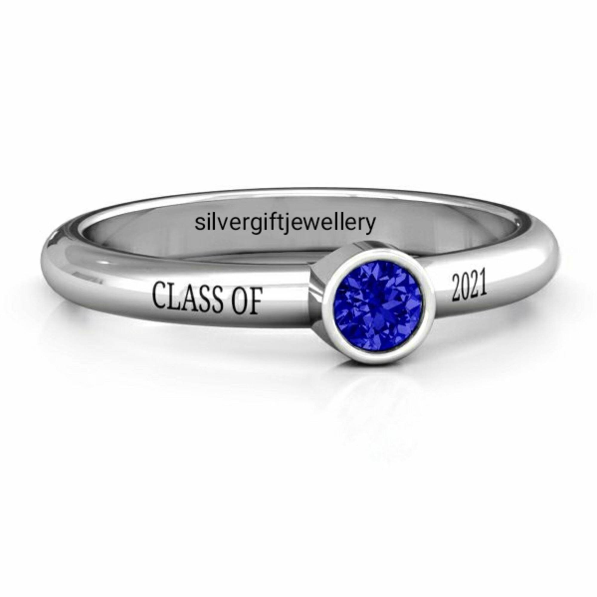 Personalized Class Ring For Men & Women – Custom High School Or College Graduation Ring In Sterling Silver