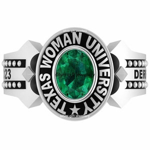 Custom Women Class Ring for High School College University Graduation Gift Silver 925 for Her |  Fully Personalized Class Ring for Her