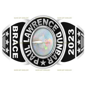 Custom Silver925 Opal Class Ring - Personalized Graduation Ring with Custom Engraving