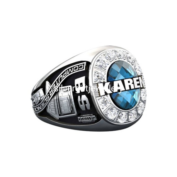 Silver925 College Class Ring, School Ring, Graduation Ring