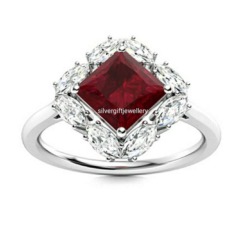 cut red gemstone ring Natural Ruby ring,Promise ring Silver925 AAA+ ruby July birthstone