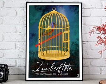 Die Zauberflote. Mozart. Ópera Oviedo. Ópera. A3. Art Print, Regalo para amante de la música