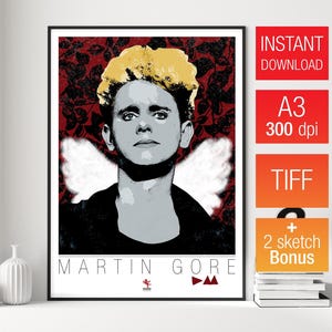 Martin Gore Art Print, Martin Gore Room Decor, A3, Digital, Martin Gore Fan Gift, Print Wall Art, Depeche Mode Fan Gift, Depeche Mode Poster