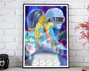 Interestella5555, Daft Punk, Techno Music, Electronic Music, Anime, Manga, A3, Art Print
